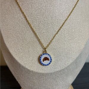 Handmade Gold/Blue Croissant Necklace | Waterproof & Tarnish Resistant